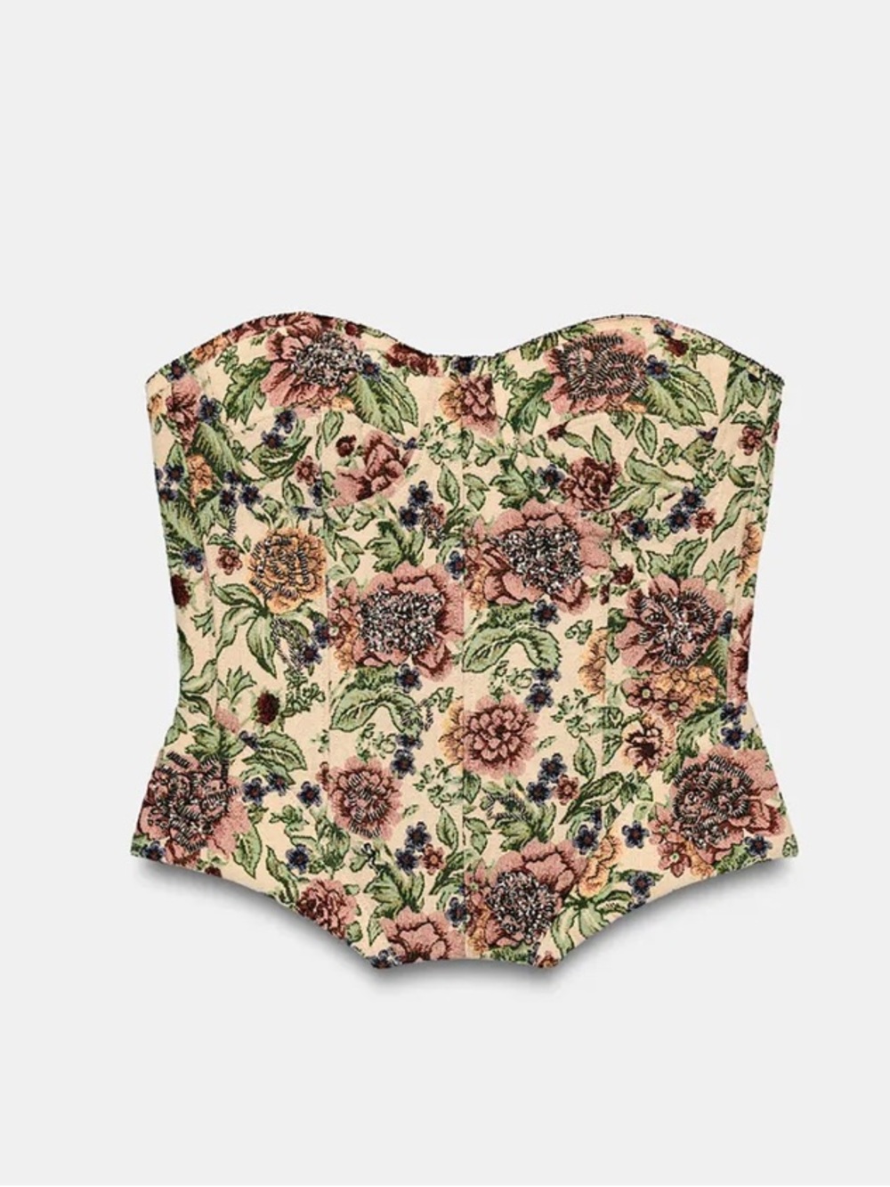 ZARA ZW COLLECTION FLORAL JACQUARD CORSET